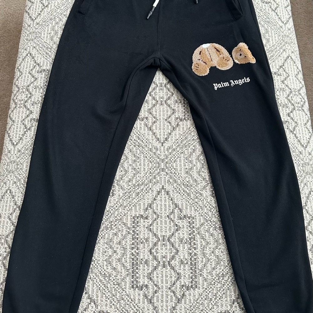 Palm Angels Kids Black Sweatpants with Logo